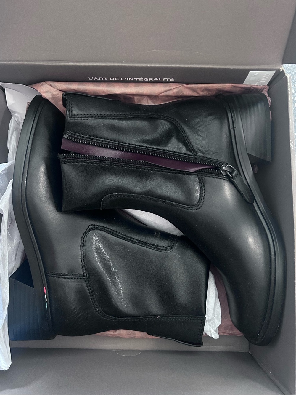 Franco Sarto Gracelyn Black Leather Women's Zip Ankle Boots